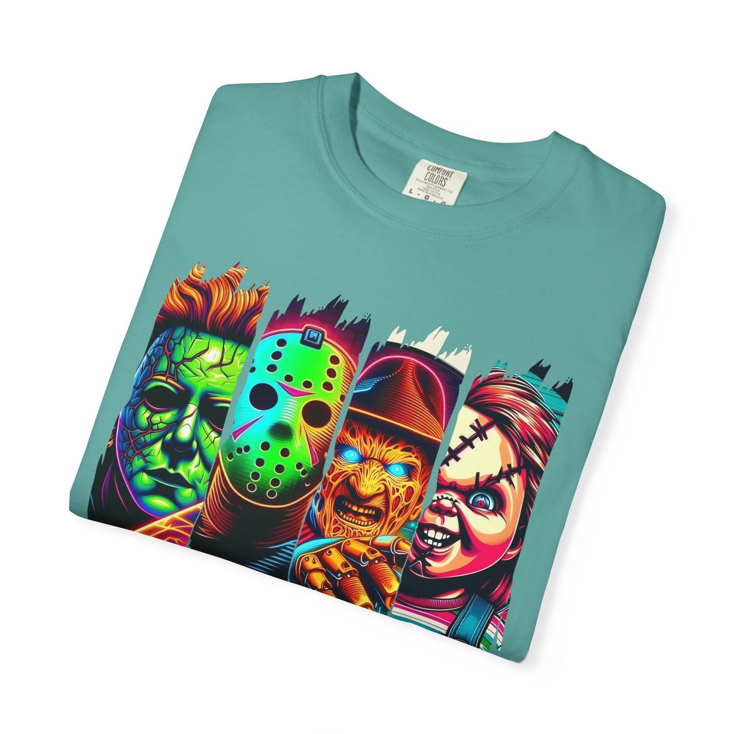 Horror Icons "Friends" T‑Shirt — Neon Retro Slasher Graphic Tee