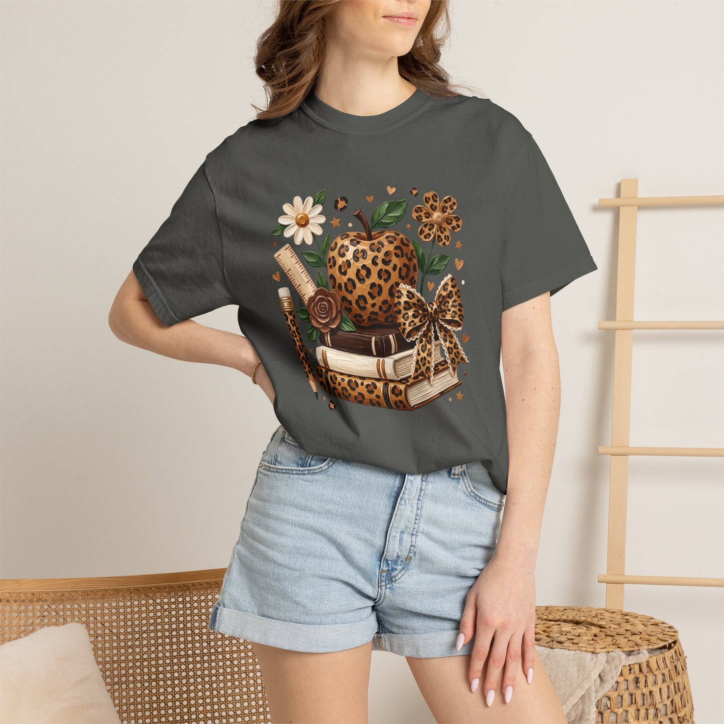 Leopard Floral Reading Stack T-Shirt