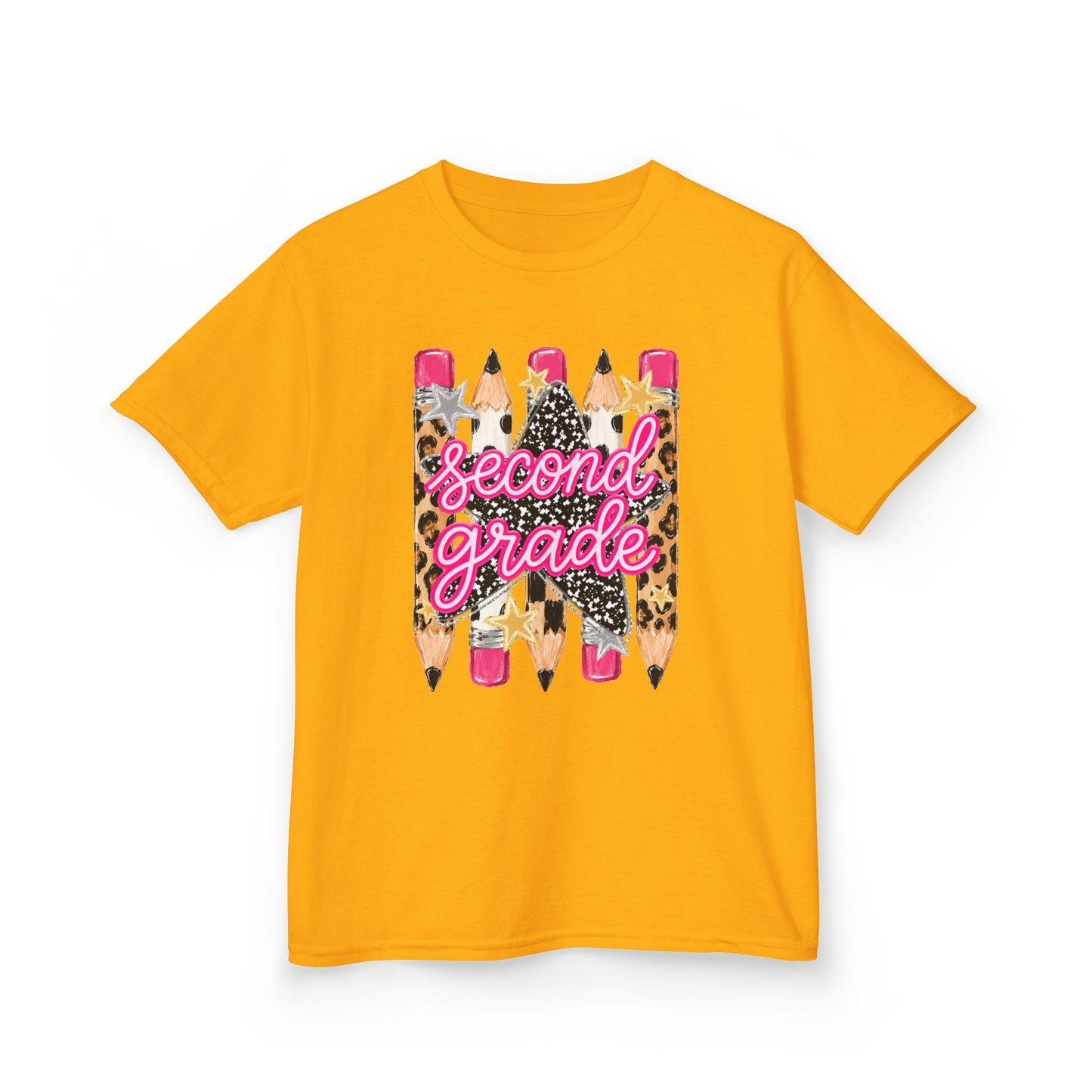 Second Grade Kids T-Shirt - Leopard Pencil Back-to-School Tee