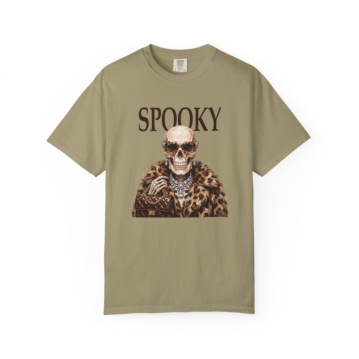 Spooky Skull Leopard  Graphic Tee - Black font