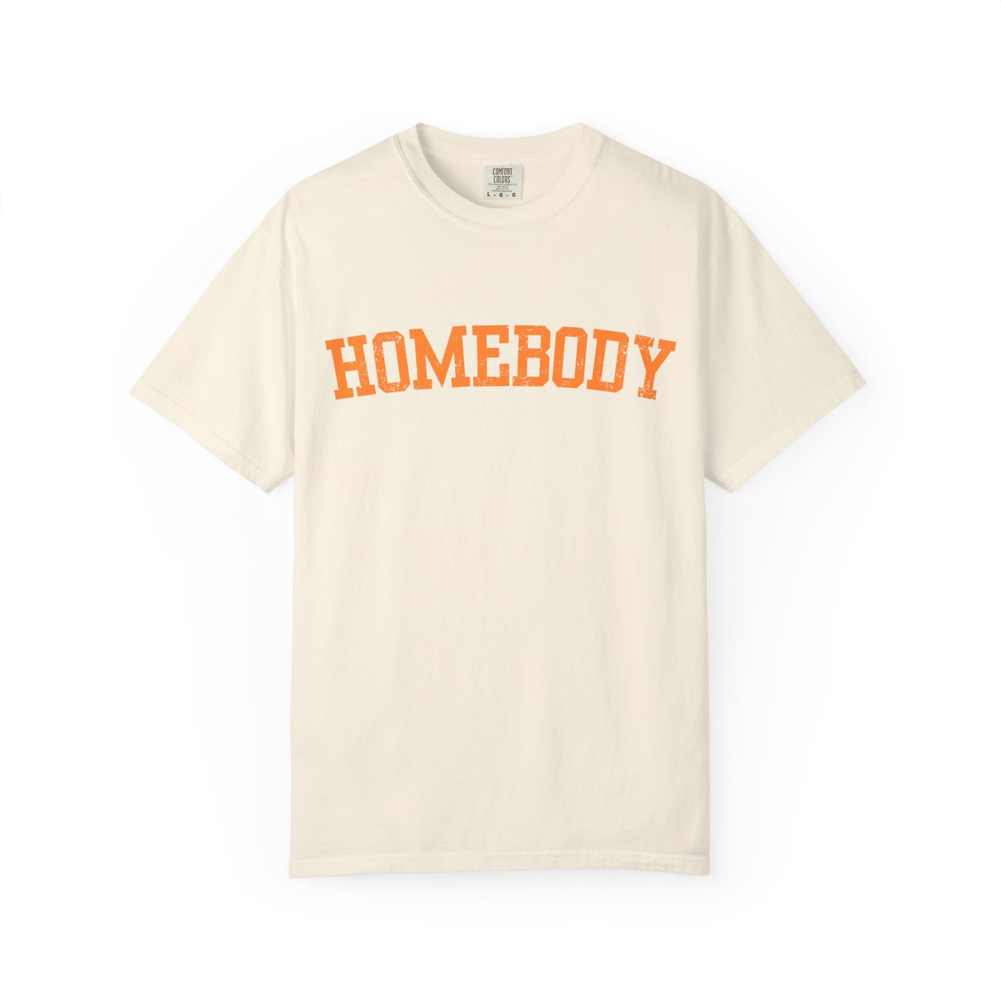 Homebody Graphic Tee  — Orange Collegiate Font