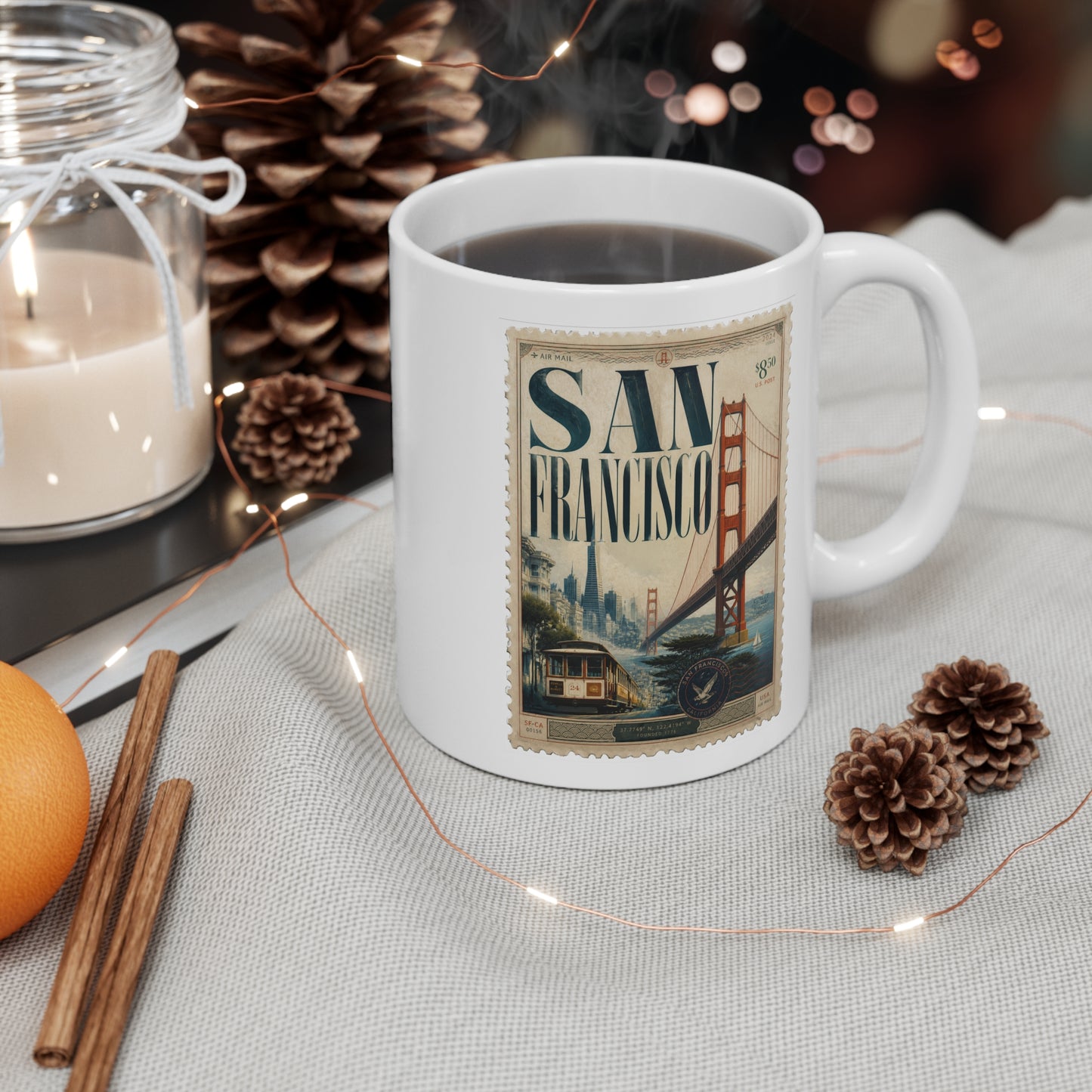 San Francisco Vintage Travel Stamp Mug — 11 oz.