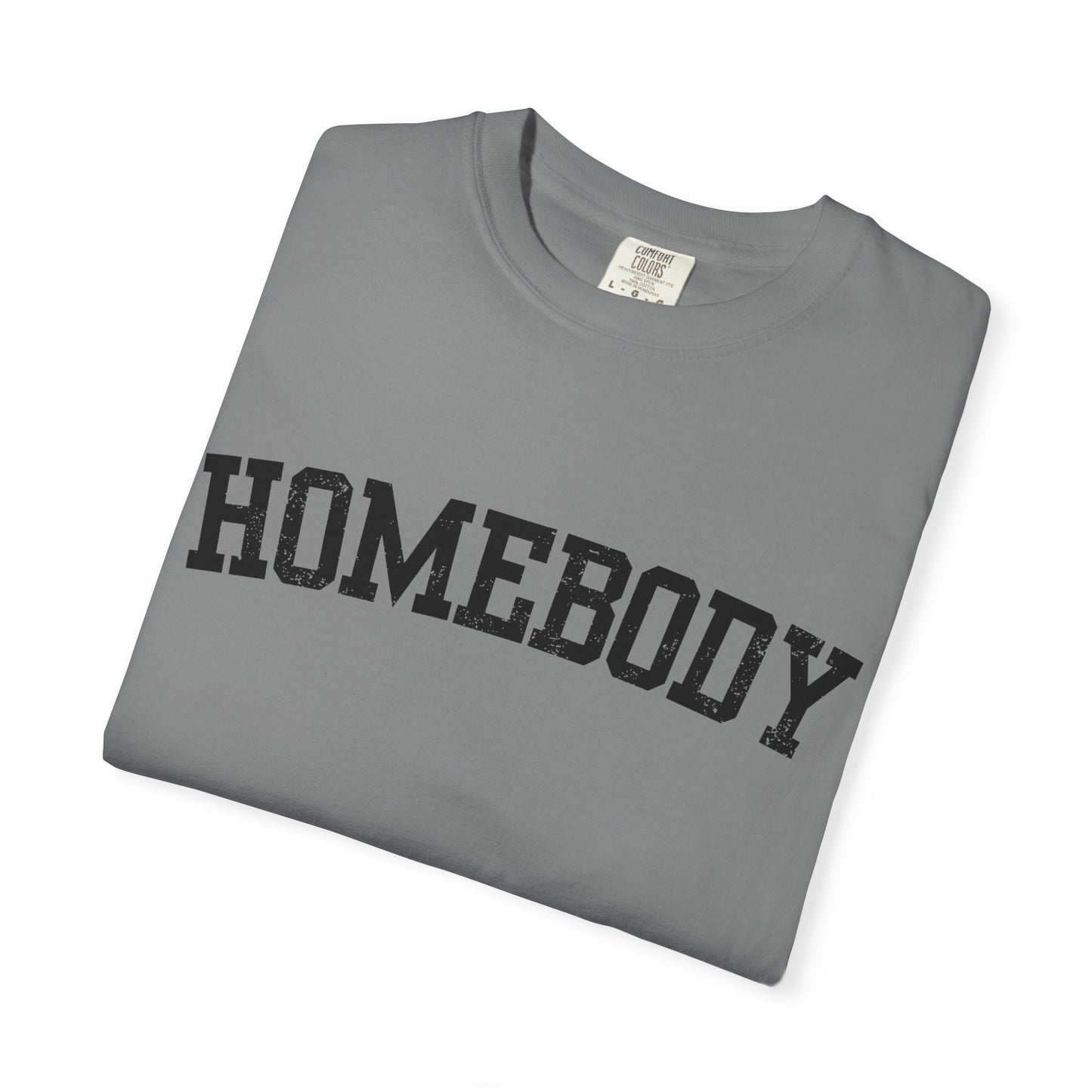 Homebody Graphic Tee  — Black Collegiate Font
