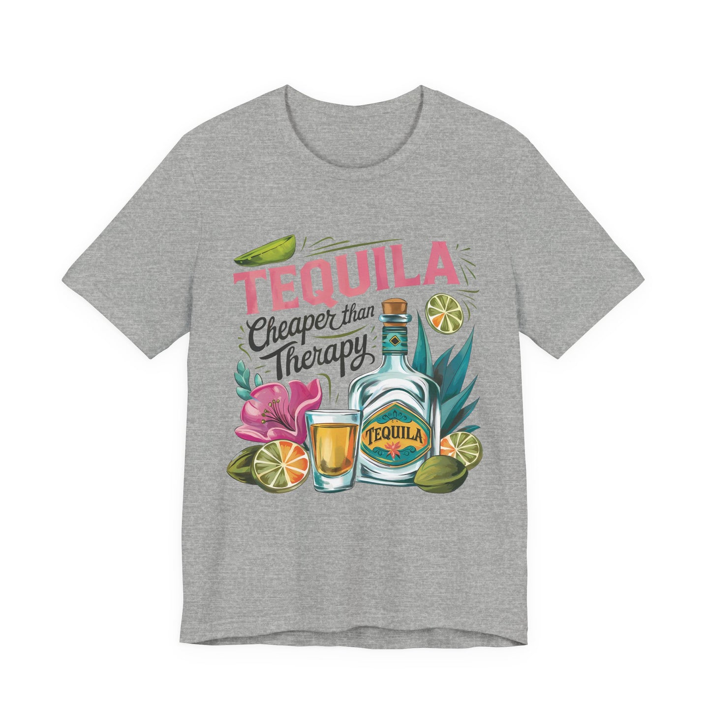 Tequila – “Cheaper than Therapy" Graphic tee - Black font