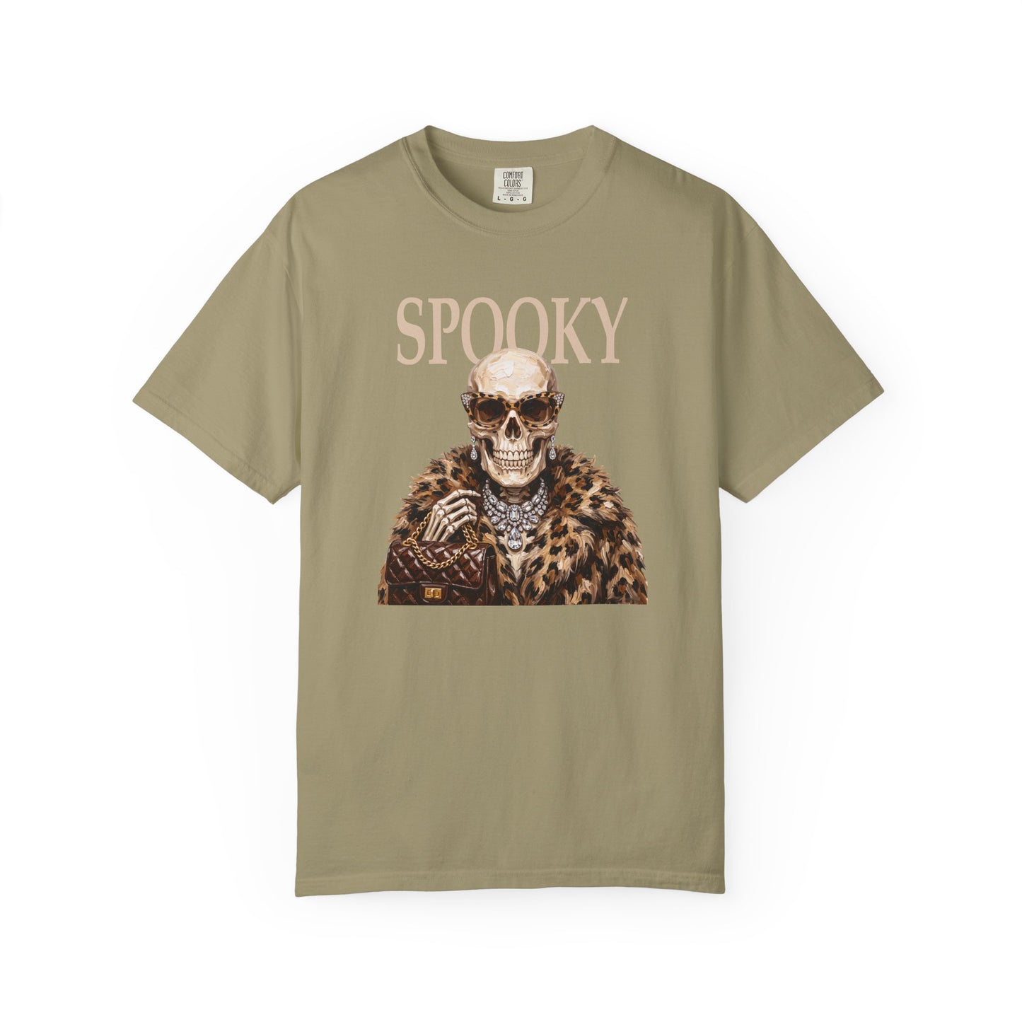 Spooky Skull Leopard  Graphic Tee - White font