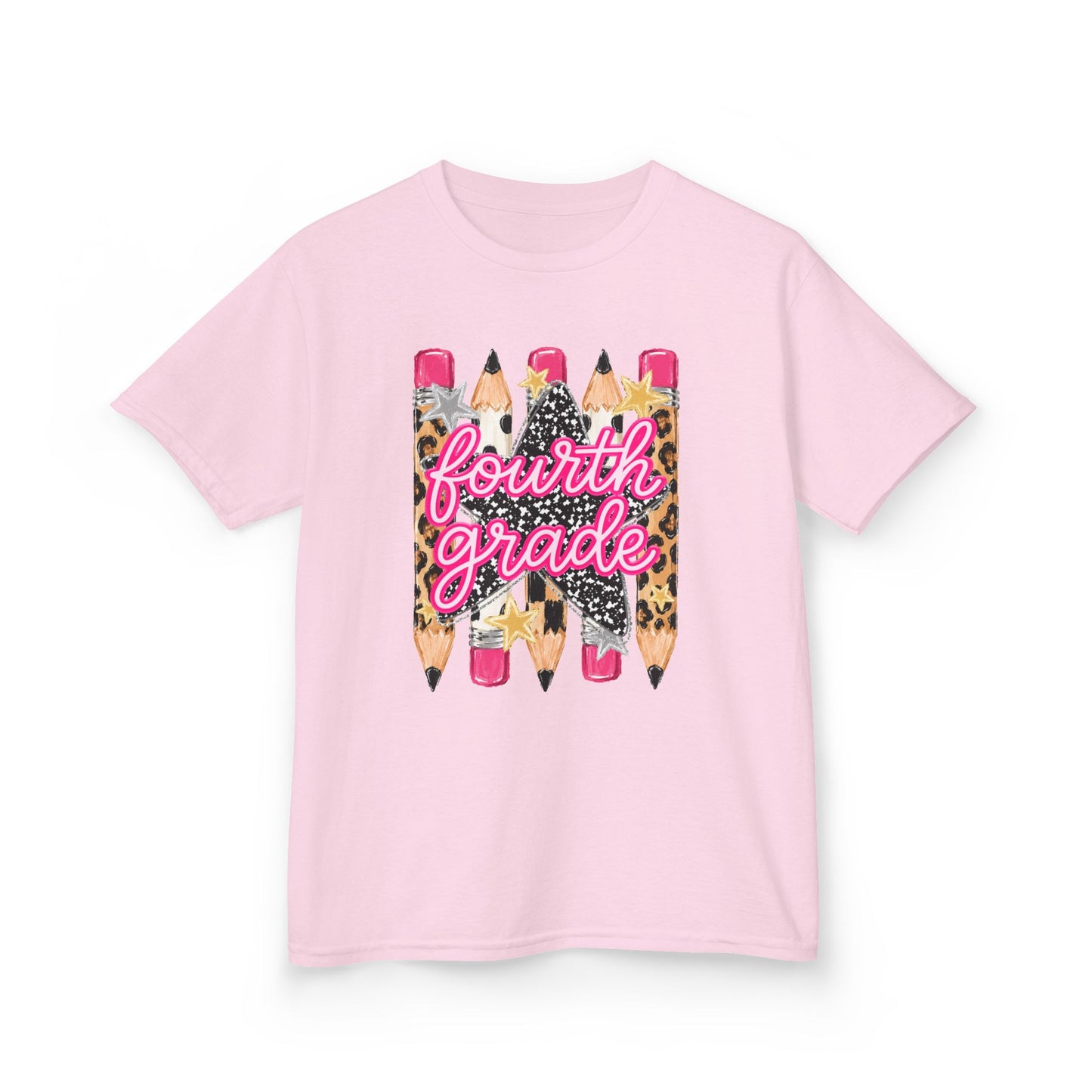 Fourth Grade Kids T‑Shirt — Leopard Pencil Back to School Tee