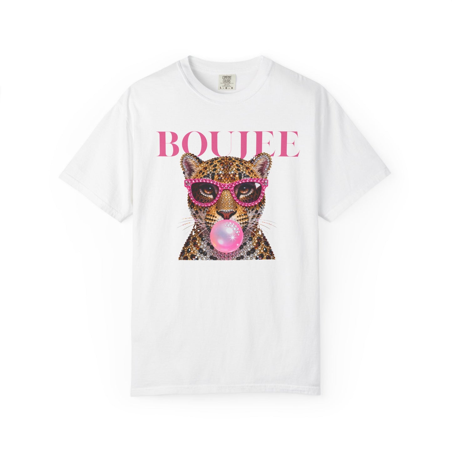 Boujee Leopard Graphic T-Shirt — Pink Bubblegum & Sunglasses Fashion Tee
