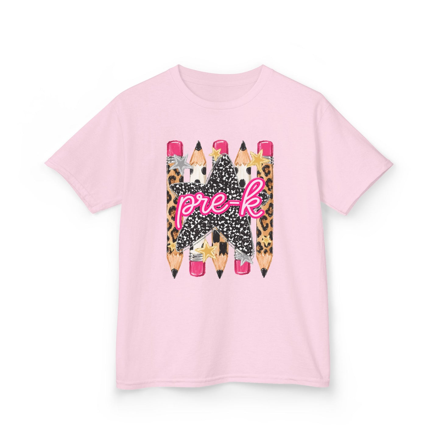 Pre-K Leopard Pencil Kids Tee — Cute Back-to-School Shirt for Preschool Girls