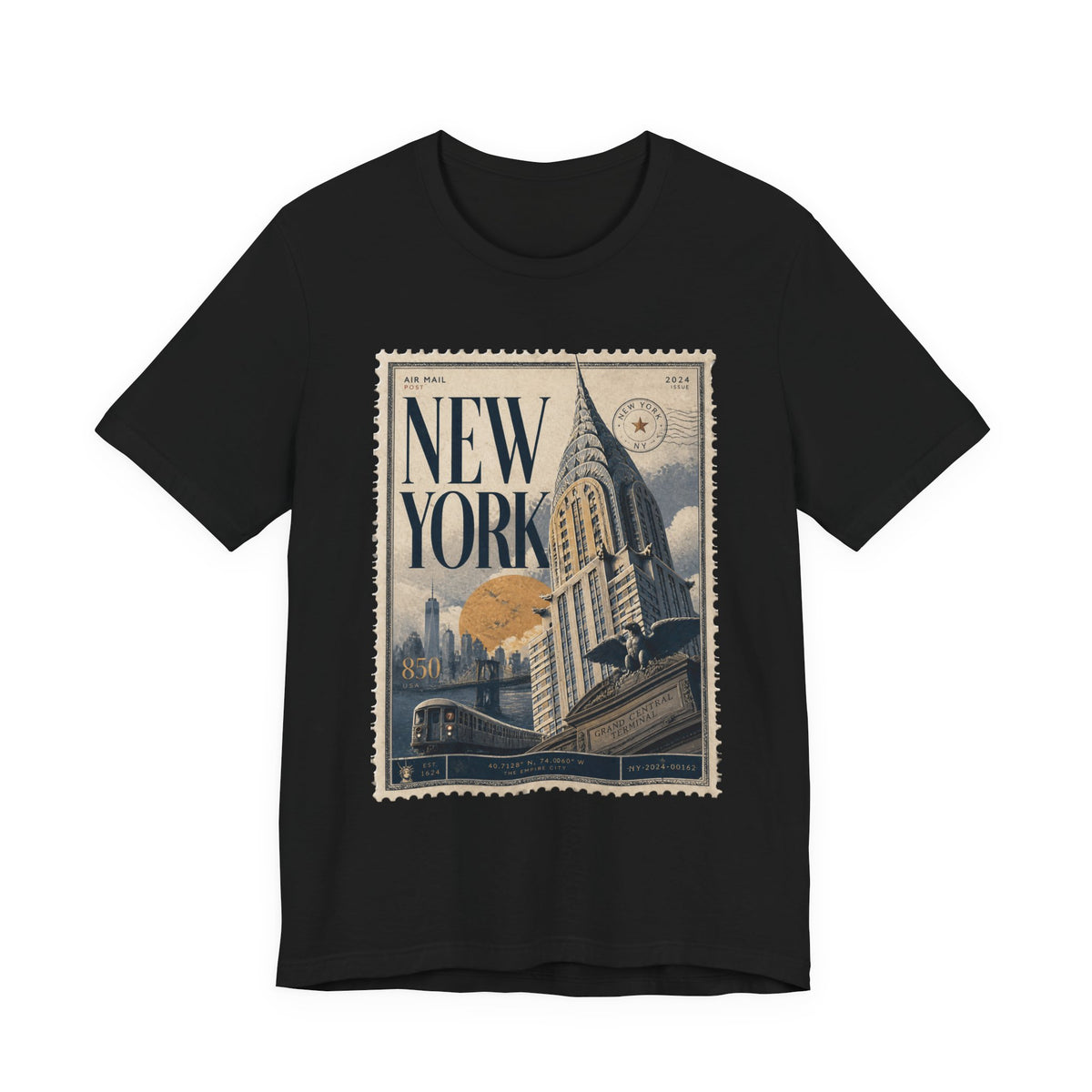 New York Vintage Postage Stamp Graphic T‑Shirt