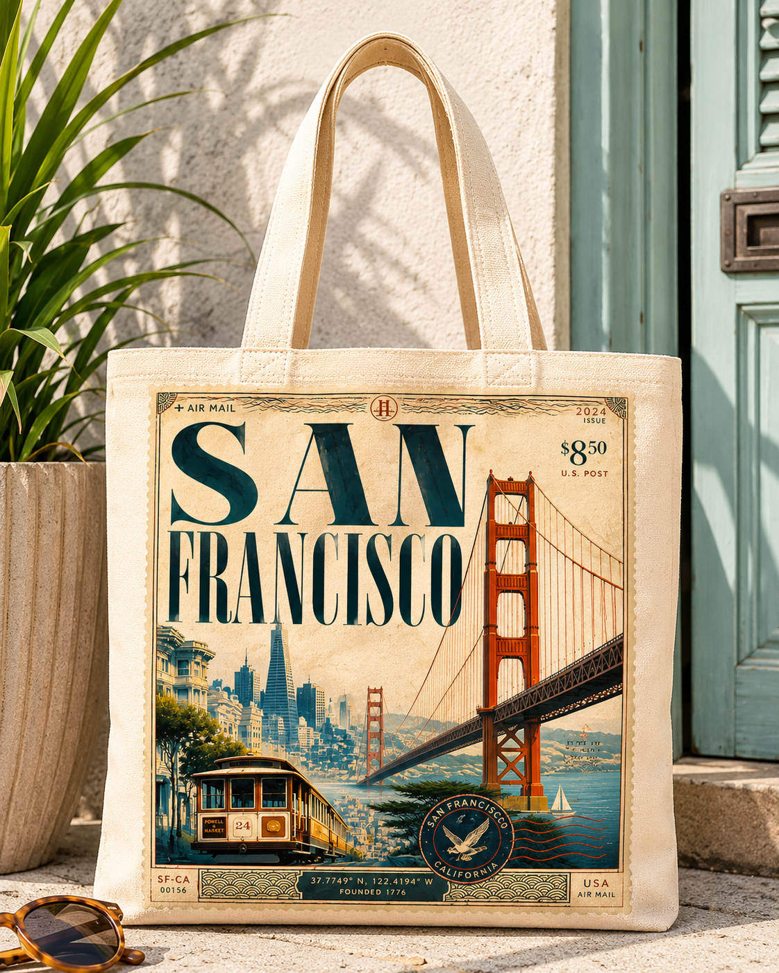 "San Francisco" Canvas Travel Tote