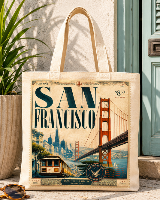 "San Francisco" Canvas Travel Tote